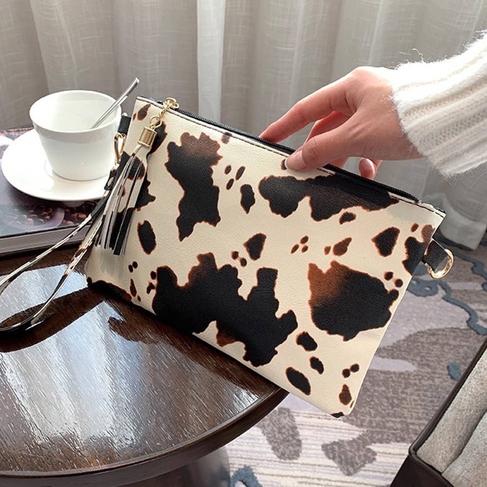 Cow Print Clutch Bag